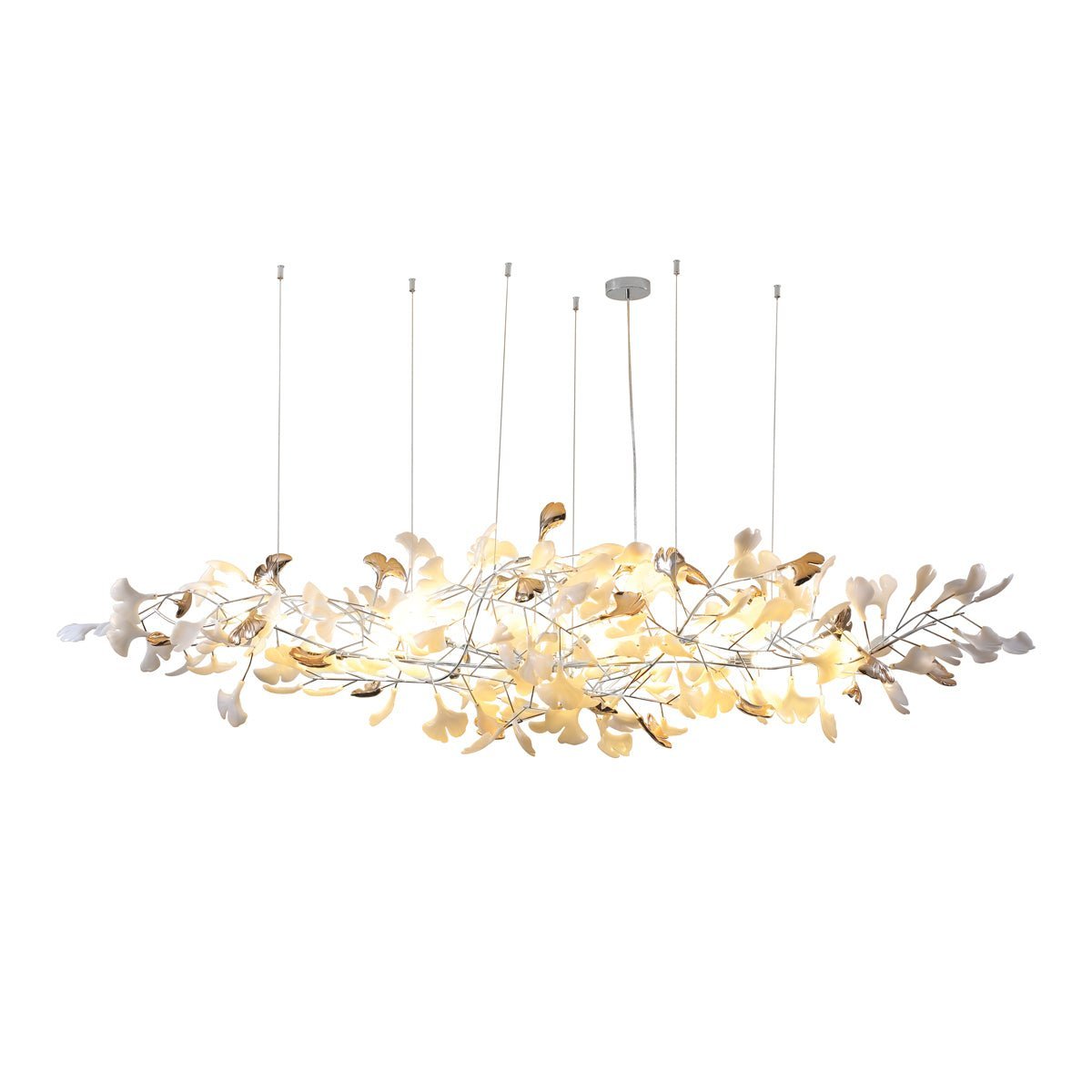 Ginkgo Cloud Chandelier - Model A L 78.7″ x W 23.6″ x H 23.6″Nickel & WhiteBlushlighting