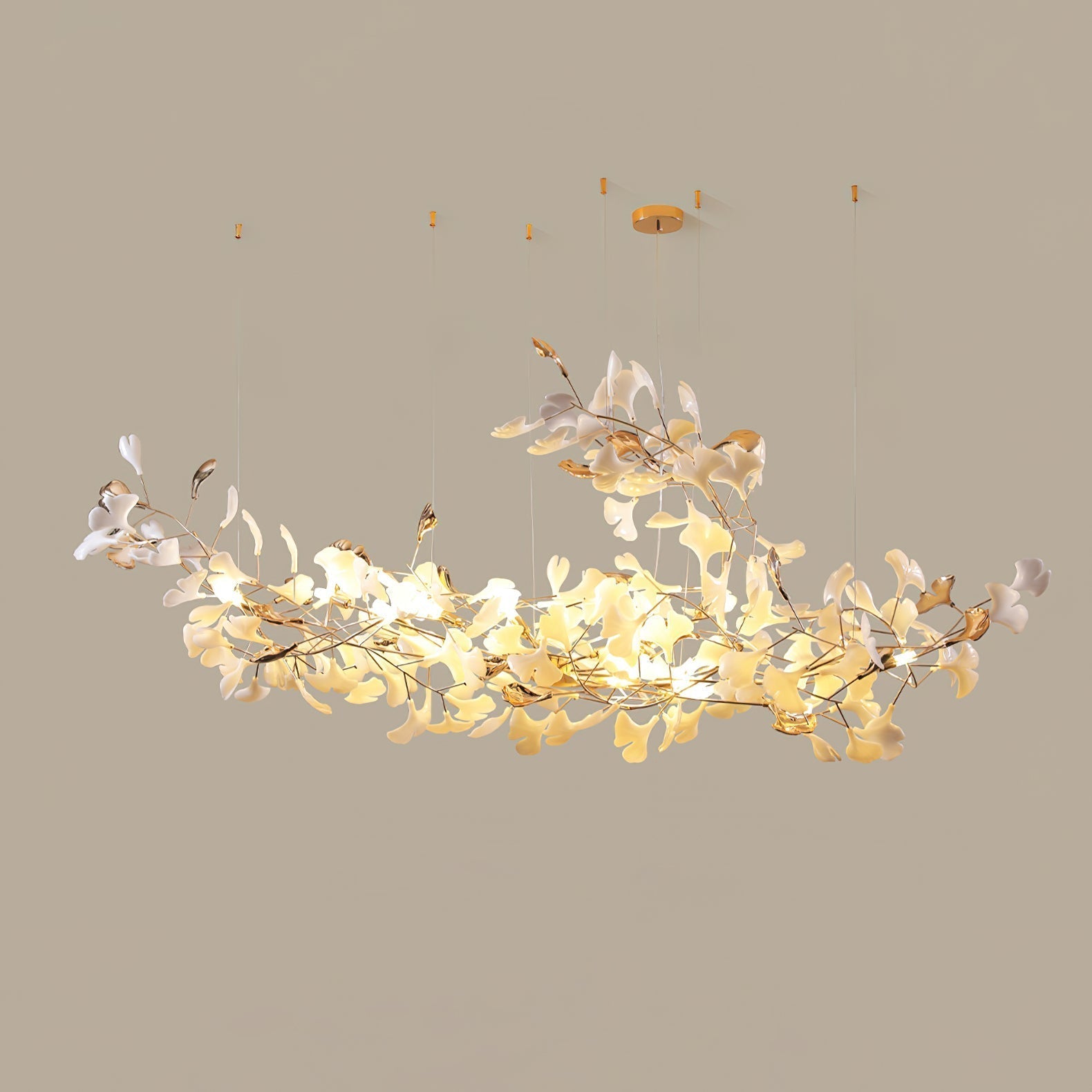 Ginkgo Cloud Chandelier - Model A L 78.7″ x W 23.6″ x H 23.6″Gold & WhiteBlushlighting