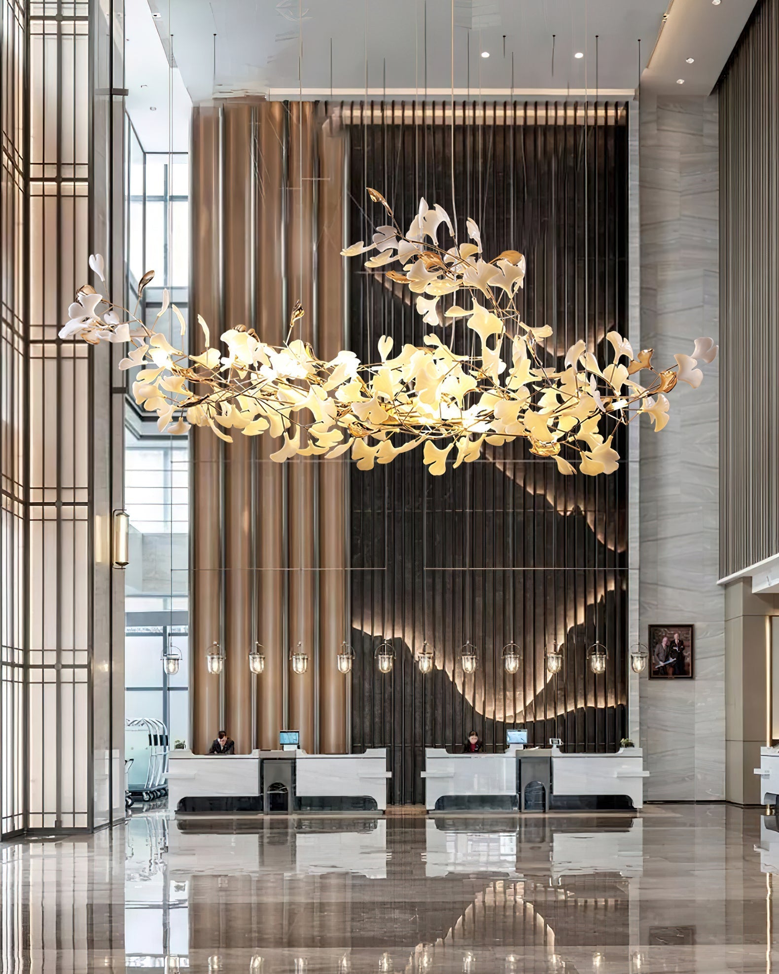 Ginkgo Cloud Chandelier - Model A L 78.7″ x W 23.6″ x H 23.6″Gold & WhiteBlushlighting