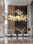 Ginkgo Cloud Chandelier - Model A L 78.7″ x W 23.6″ x H 23.6″Gold & WhiteBlushlighting