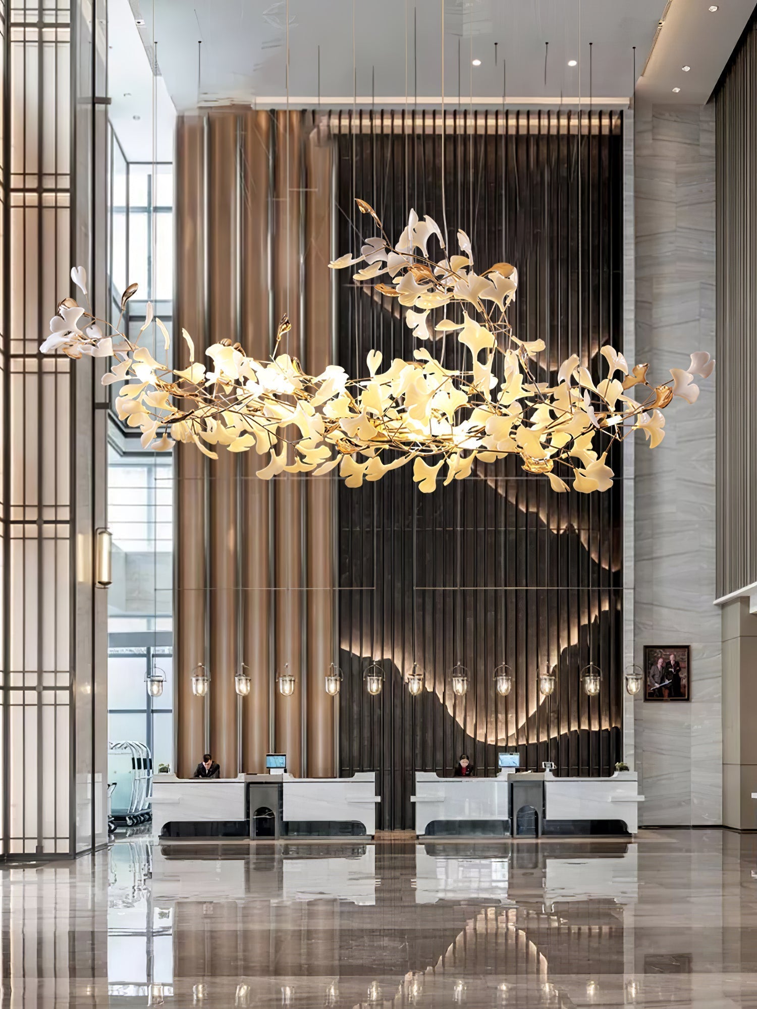 Ginkgo Cloud Chandelier - Model A L 78.7″ x W 23.6″ x H 23.6″Gold & WhiteBlushlighting