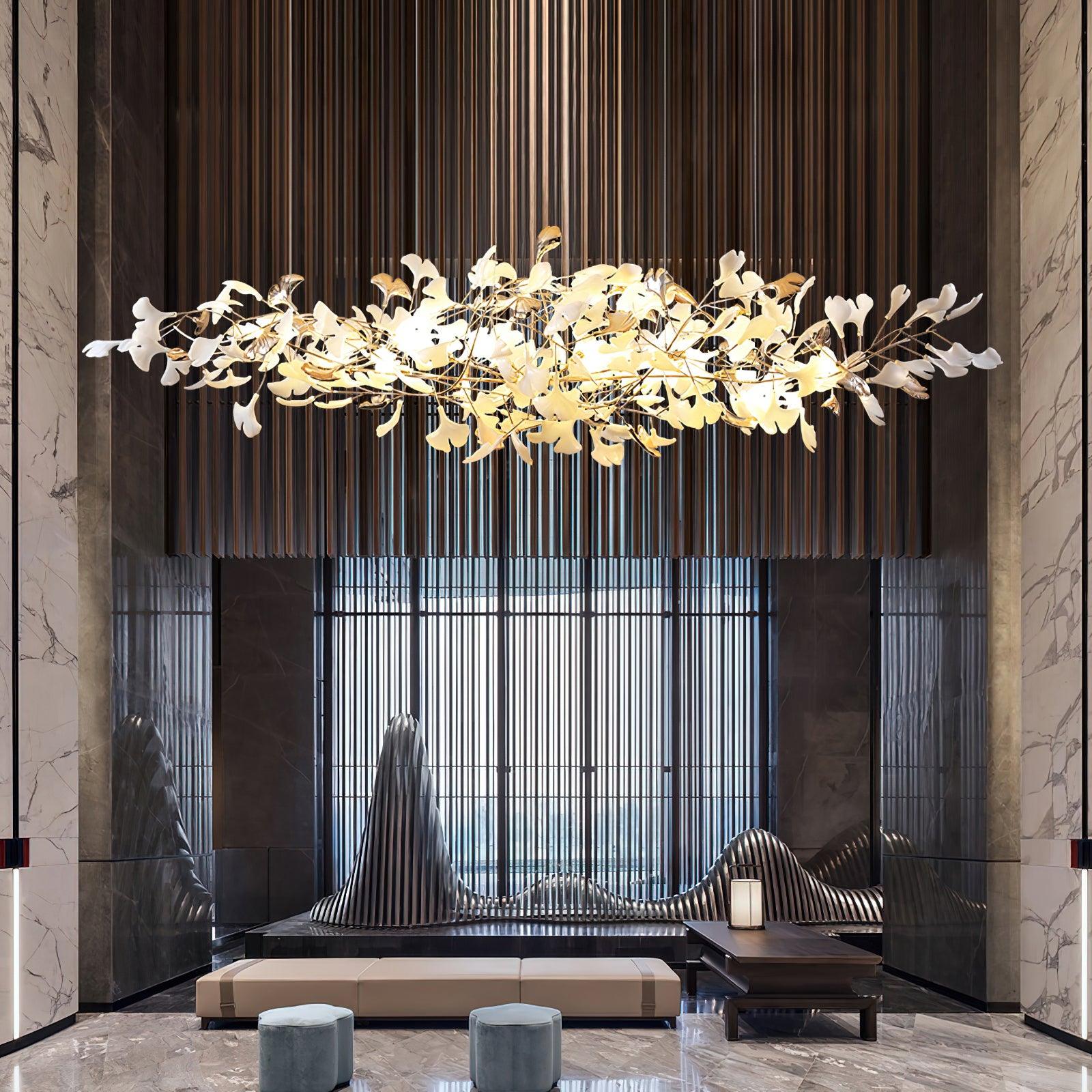 Ginkgo Cloud Chandelier - Model A L 78.7″ x W 23.6″ x H 23.6″Gold & WhiteBlushlighting