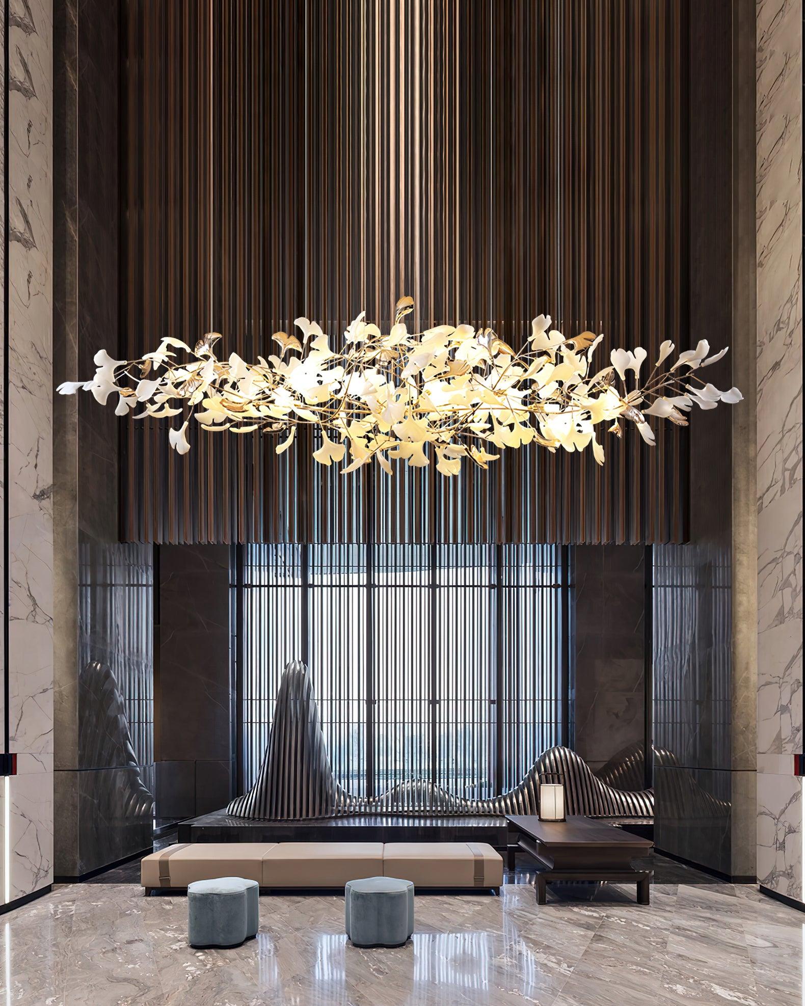 Ginkgo Cloud Chandelier - Model A L 78.7″ x W 23.6″ x H 23.6″Gold & WhiteBlushlighting