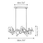 Ginkgo Glass Chandelier - 4 heads Size: L 39.4″(100cm) x H 6.3″(16cm)Blushlighting