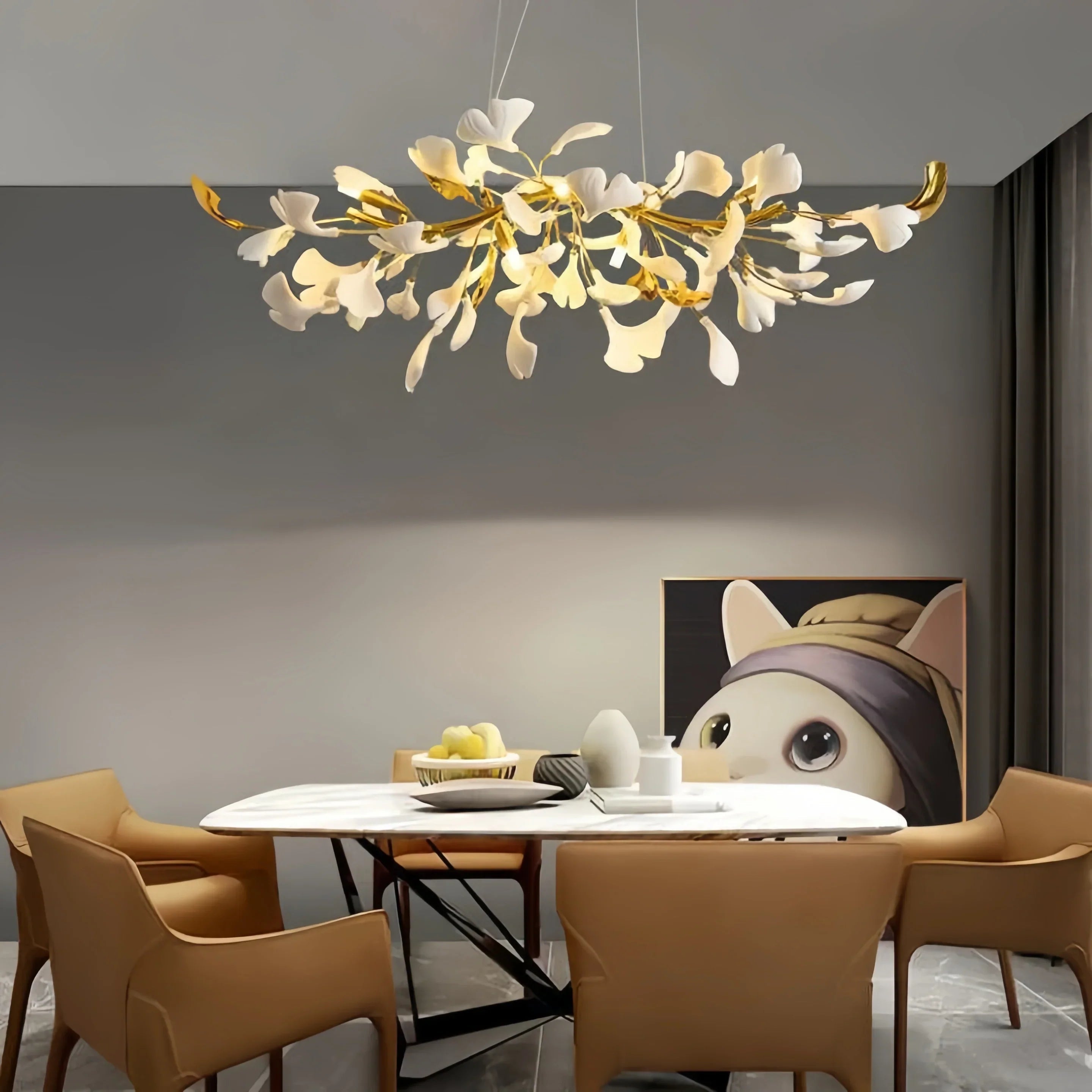 Ginkgo Luxury Linear Chandelier Style C - L 31.5″(80cm) x W 17.7″(45cm) x H 13.8″(35cm) (G9*6)Blushlighting