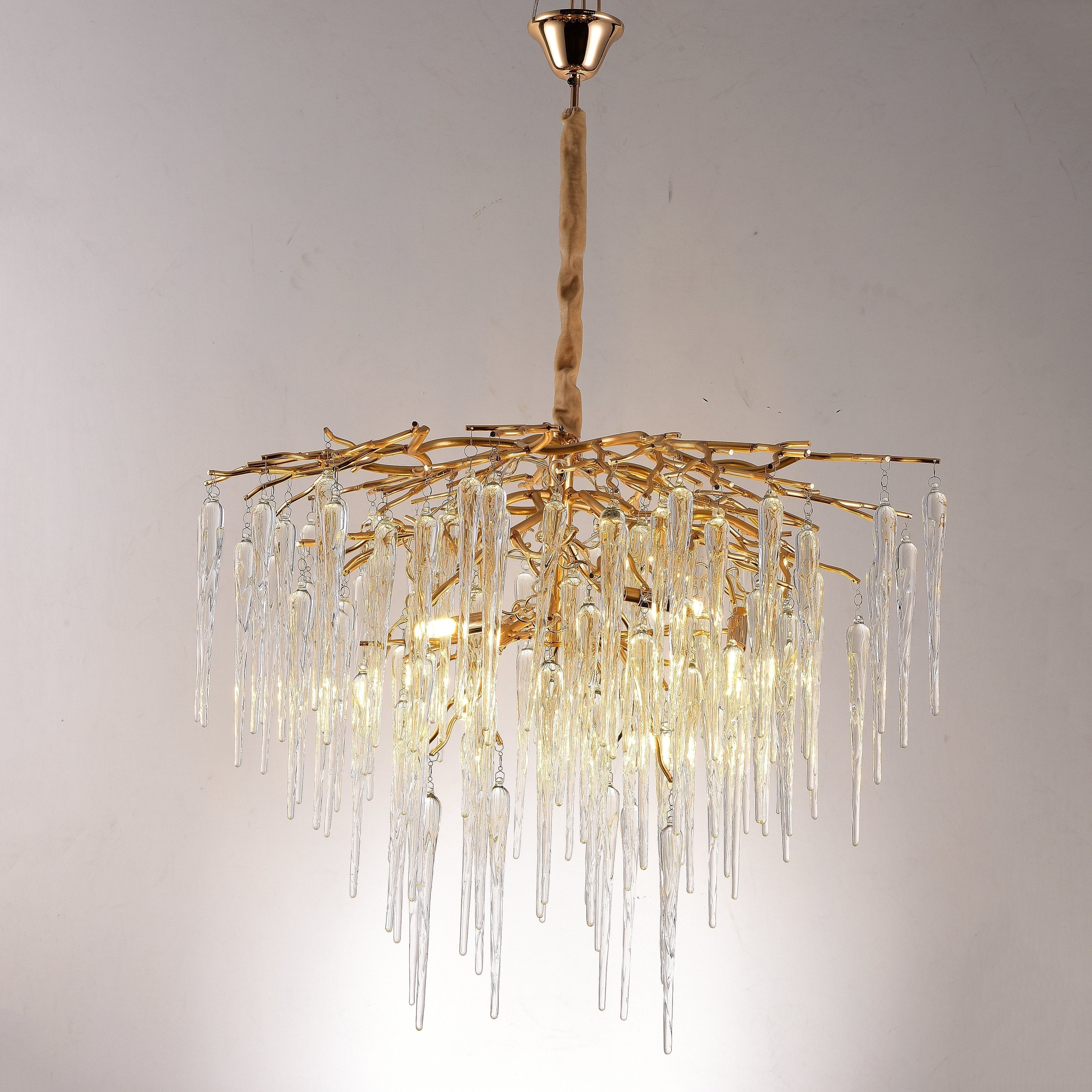 Glacier Organic Branch Round Chandelier - 20" diameterDark CopperBlushlighting