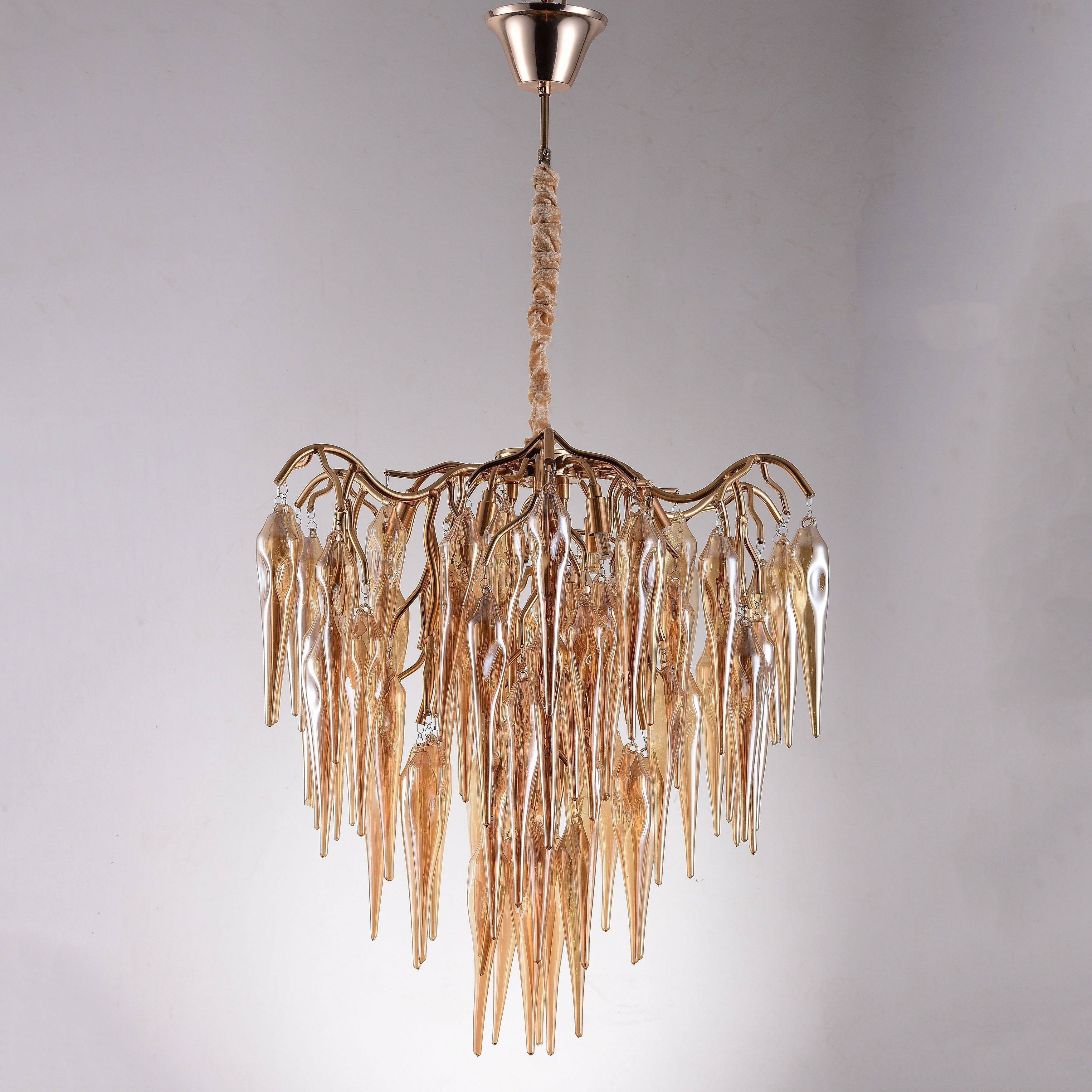 Glacier Organic Branch Round Chandelier - 20" diameterDark CopperBlushlighting