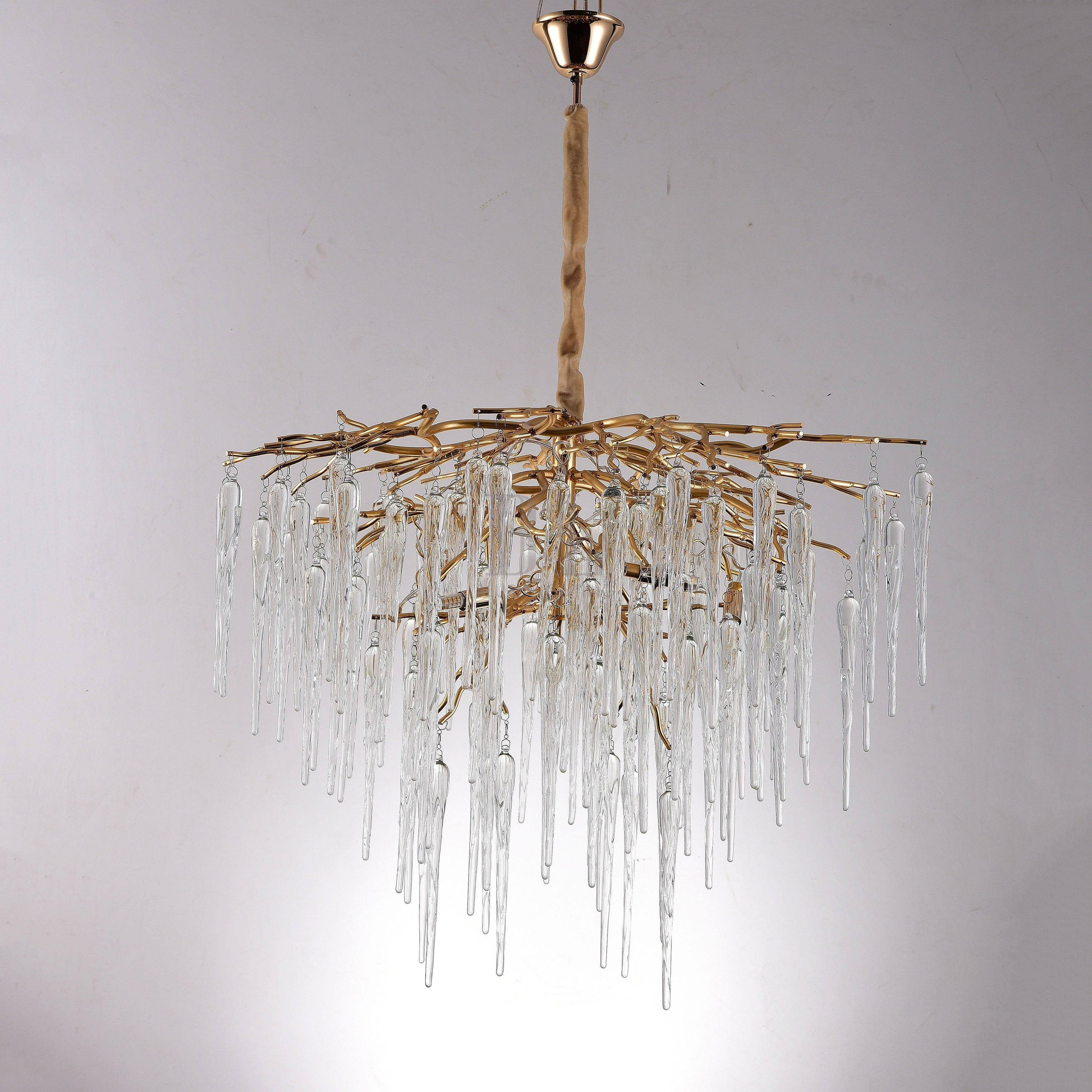 Glacier Organic Branch Round Chandelier - 20" diameterDark CopperBlushlighting