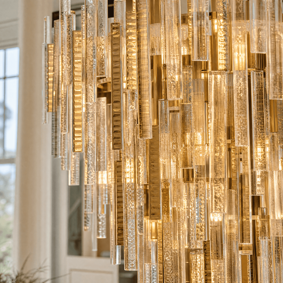Glacier Textured Glass Round Chandelier - Ø48" × H59.1" (Ø122 × H150 cm)Blushlighting