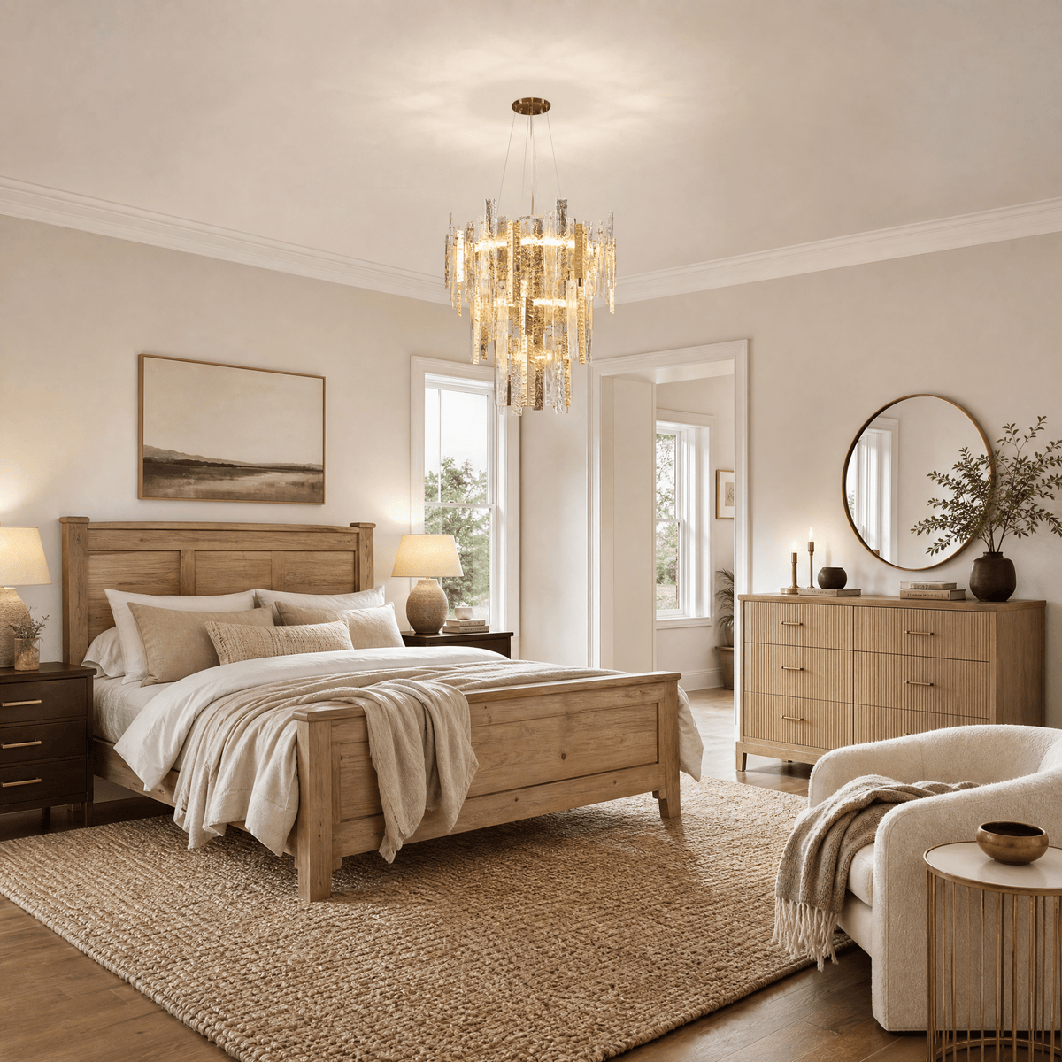 Glacier Textured Glass Round Chandelier - Ø27.6" × H33.5" (Ø70 × H85 cm)Blushlighting