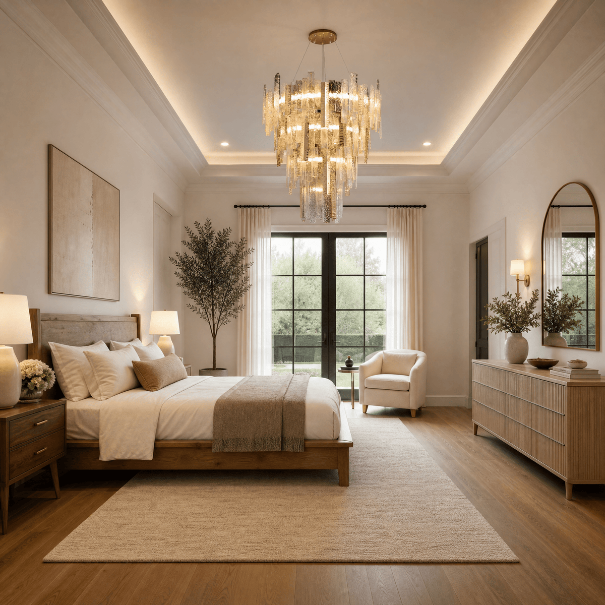 Glacier Textured Glass Round Chandelier - Ø35" × H39.4" (Ø89 × H100 cm)Blushlighting
