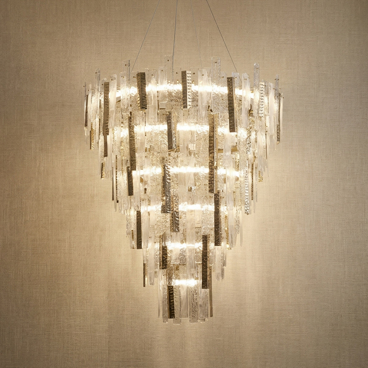 Glacier Textured Glass Round Chandelier - Ø48" × H59.1" (Ø122 × H150 cm)Blushlighting