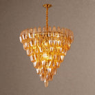 Glam Amber Glass Tiered Chandelier, 39.4 inch - ∅ 39.4″ x H 39.4″Gold & AmberBlushlighting