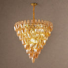 Glam Amber Glass Tiered Chandelier, 39.4 inch - ∅ 39.4″ x H 39.4″Gold & AmberBlushlighting