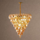 Glam Amber Glass Tiered Chandelier, 39.4 inch - ∅ 39.4″ x H 39.4″Gold & AmberBlushlighting