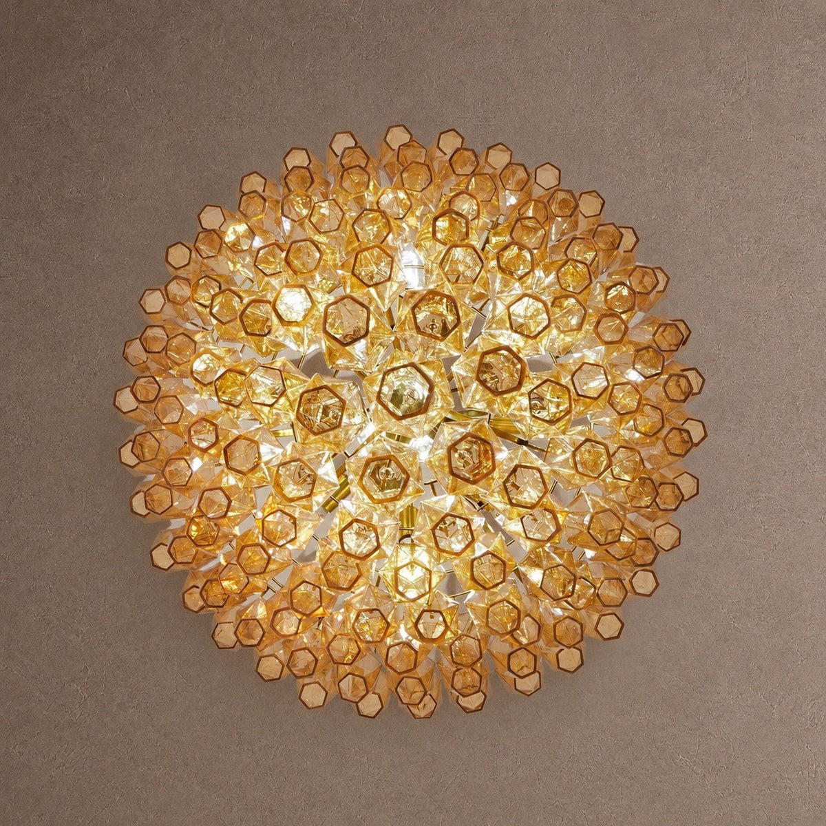 Glam Amber Glass Tiered Chandelier, 39.4 inch - ∅ 39.4″ x H 39.4″Gold & AmberBlushlighting