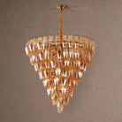 Glam Amber Glass Tiered Chandelier, 39.4 inch - ∅ 39.4″ x H 39.4″Gold & AmberBlushlighting