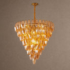 Glam Amber Glass Tiered Chandelier, 39.4 inch - ∅ 39.4″ x H 39.4″Gold & AmberBlushlighting