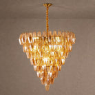 Glam Amber Glass Tiered Chandelier, 39.4 inch - ∅ 39.4″ x H 39.4″Gold & AmberBlushlighting