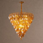 Glam Amber Glass Tiered Chandelier, 39.4 inch - ∅ 39.4″ x H 39.4″Gold & AmberBlushlighting