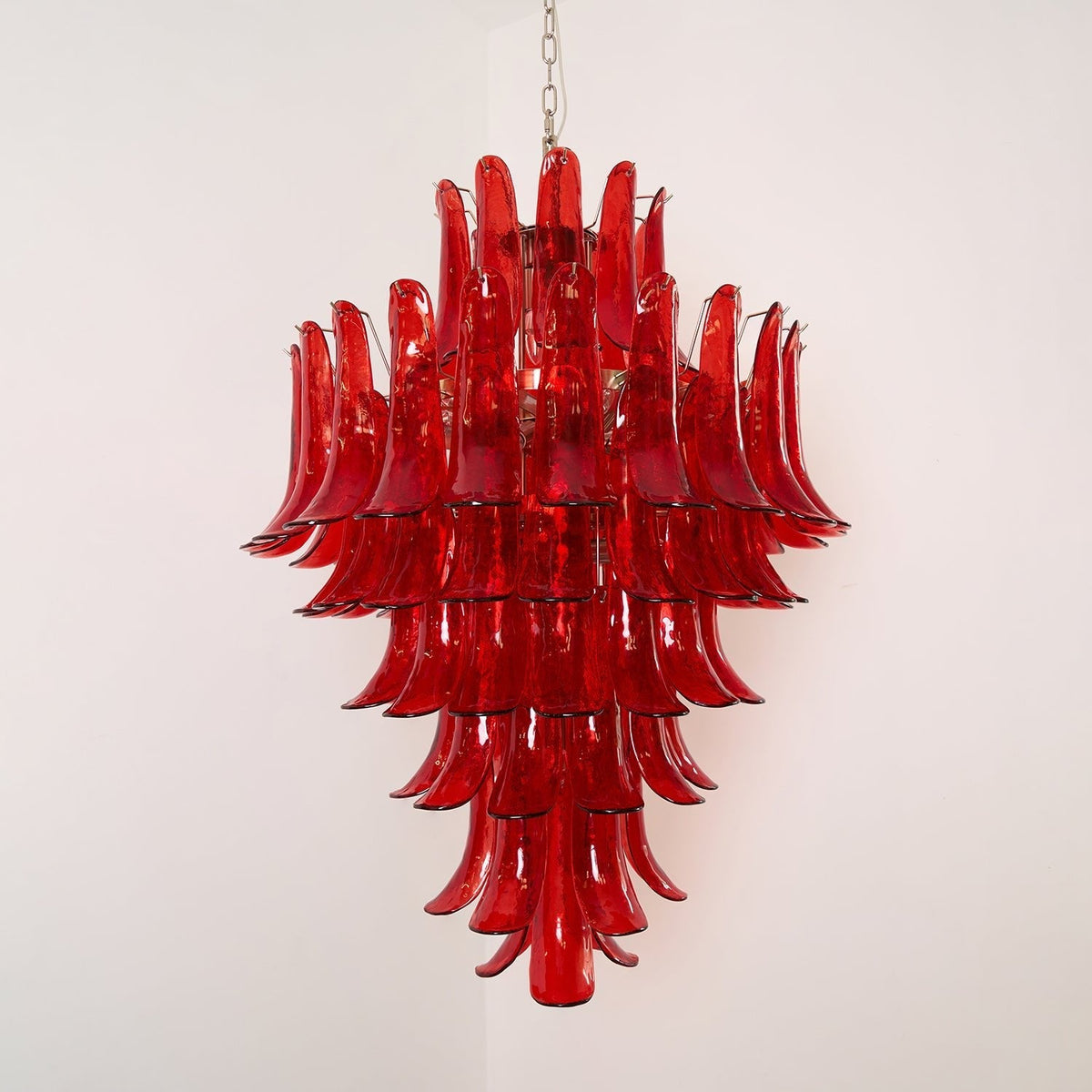 Glass Crimson Cascade Chandelier - ∅ 31.5″ x H 47.2″Crimson & ChromeBlushlighting
