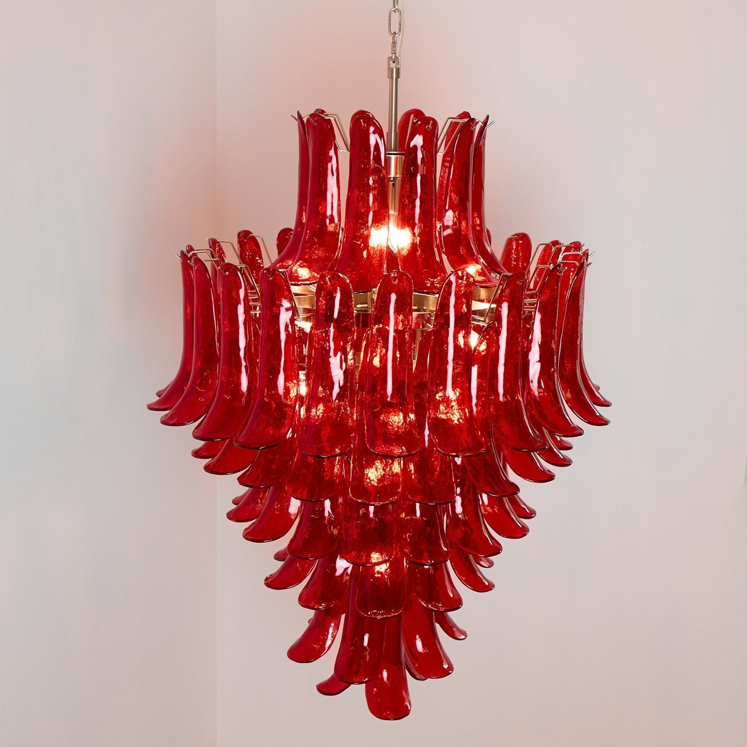 Glass Crimson Cascade Chandelier - ∅ 31.5″ x H 47.2″Crimson & ChromeBlushlighting