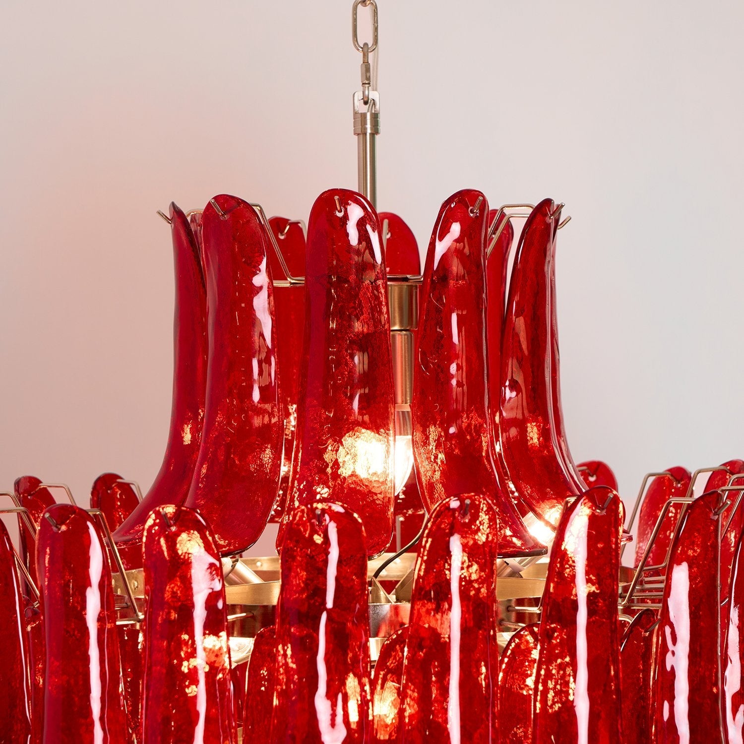 Glass Crimson Cascade Chandelier - ∅ 31.5″ x H 47.2″Crimson & ChromeBlushlighting