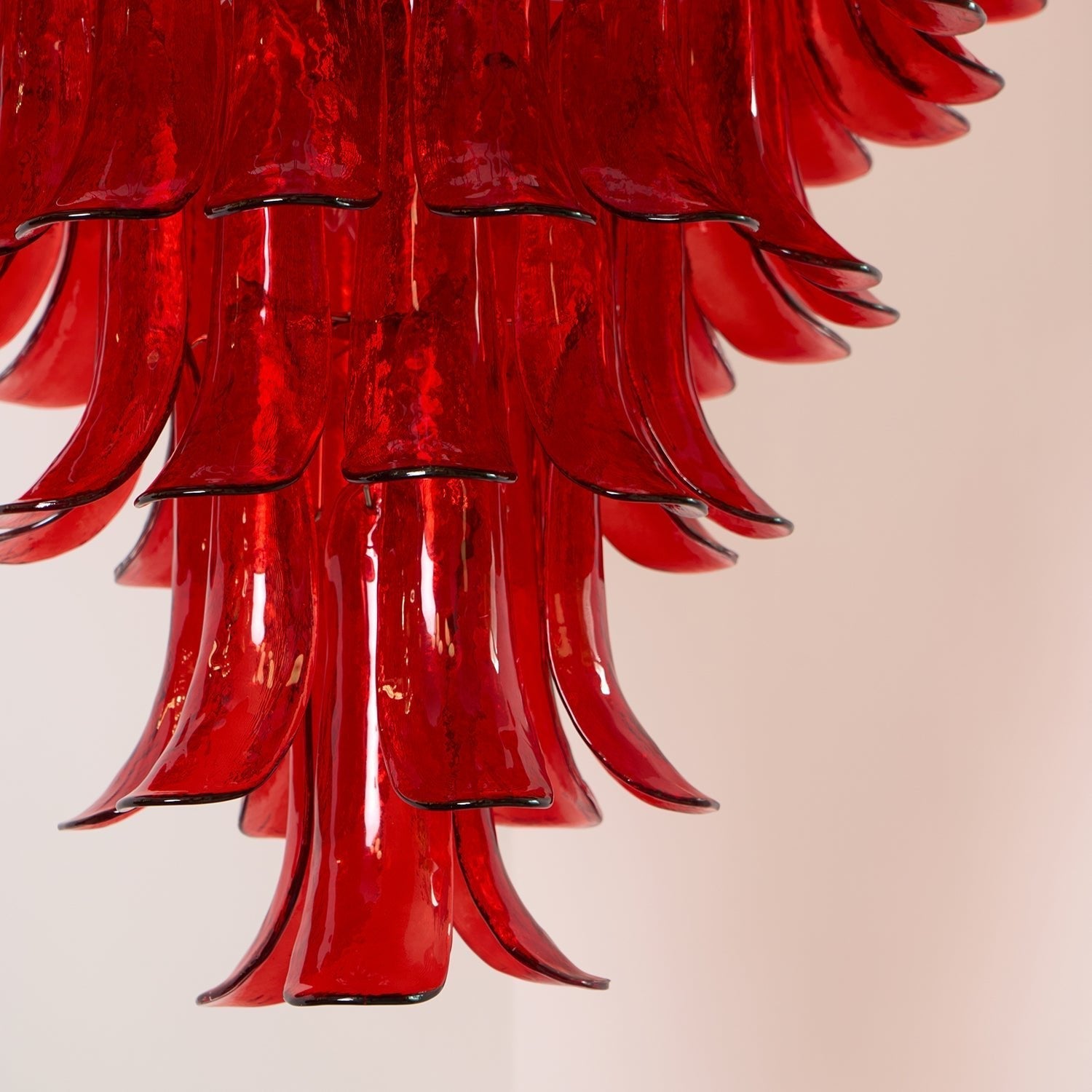 Glass Crimson Cascade Chandelier - ∅ 31.5″ x H 47.2″Crimson & ChromeBlushlighting