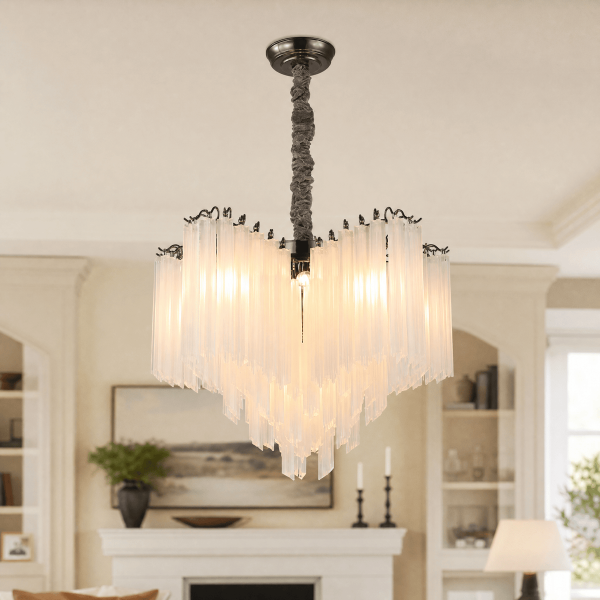 Glass Rod Chandelier - Φ800*H550mm/15LBlushlighting