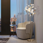Gliss Gingko Ceramic Leaf Floor Lamp, Modern Stand Lamp - Gold & White Marble BaseBlushlighting