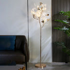 Gliss Gingko Ceramic Leaf Floor Lamp, Modern Stand Lamp - Gold & White Marble BaseBlushlighting