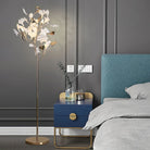 Gliss Gingko Ceramic Leaf Floor Lamp, Modern Stand Lamp - Gold & White Marble BaseBlushlighting