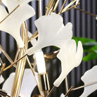 Gliss Gingko Ceramic Leaf Floor Lamp, Modern Stand Lamp - Gold & White Marble BaseBlushlighting