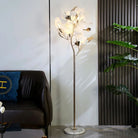 Gliss Gingko Ceramic Leaf Floor Lamp, Modern Stand Lamp - Gold & Gold Metal BaseBlushlighting