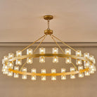 Gold 48‑Inch Wagon Wheel Chandelier with 48 Crystal Lights
