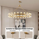 Gold 48‑Inch Wagon Wheel Chandelier with 48 Crystal Lights