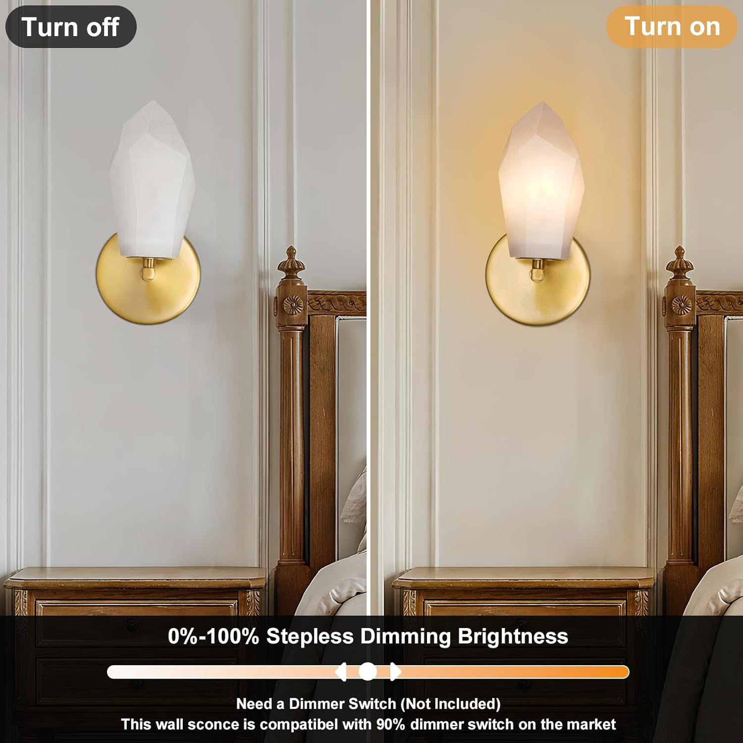 Gold Alabaster Marble Wall Sconce for Modern Living Spaces