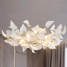 Gold Ceramic Leaf Chandelier 31.5" 6 - Light Modern Round Fixture - SilverD39''Blushlighting
