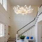 Gold Ceramic Leaf Chandelier 31.5" 6 - Light Modern Round Fixture - SilverD39''Blushlighting