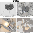 Gold Ceramic Leaf Chandelier 31.5" 6 - Light Modern Round Fixture - SilverD39''Blushlighting