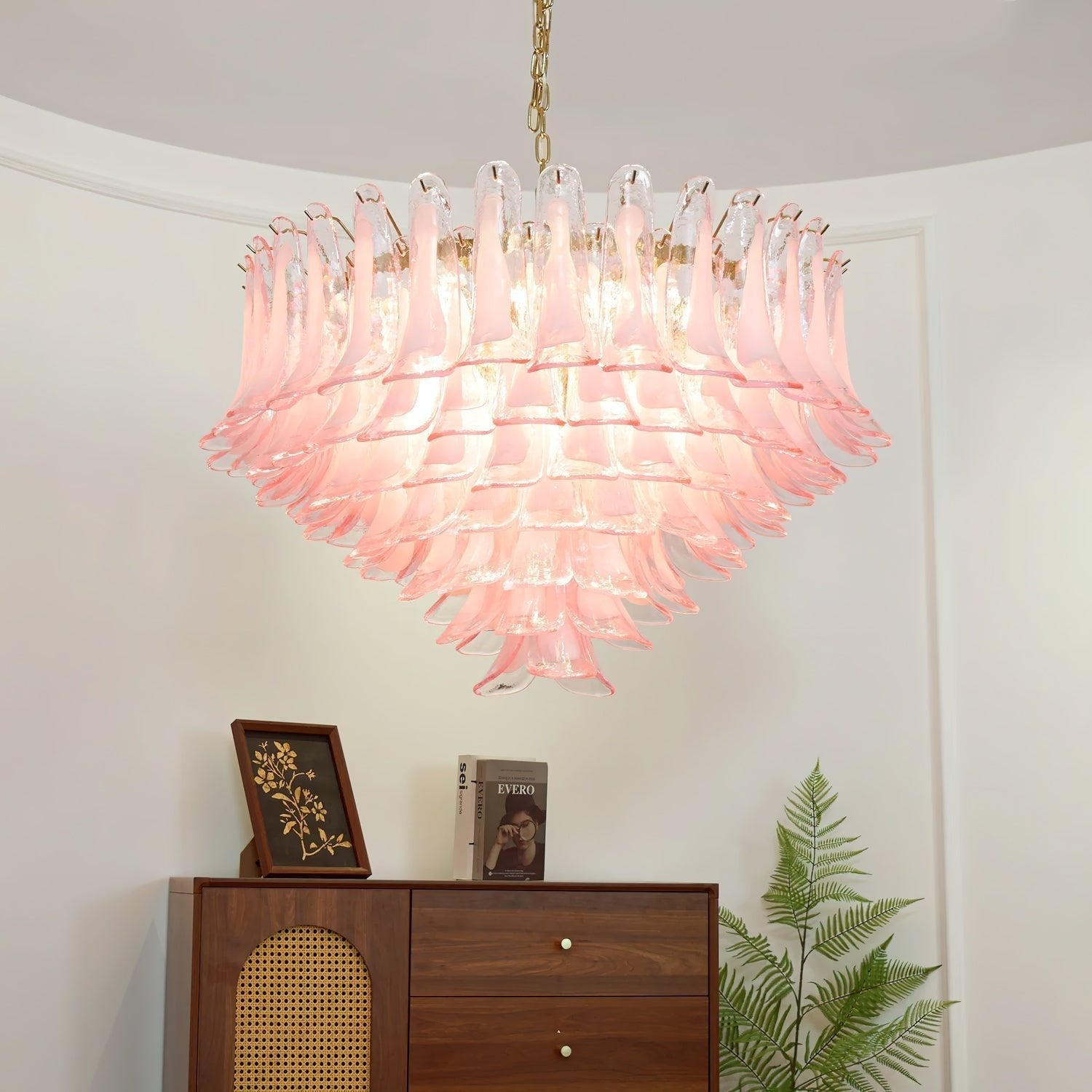 Gold & Pink Barcelona Murano Chandelier with 16 E14 Bulbs-Blushlighting-Blushlighting