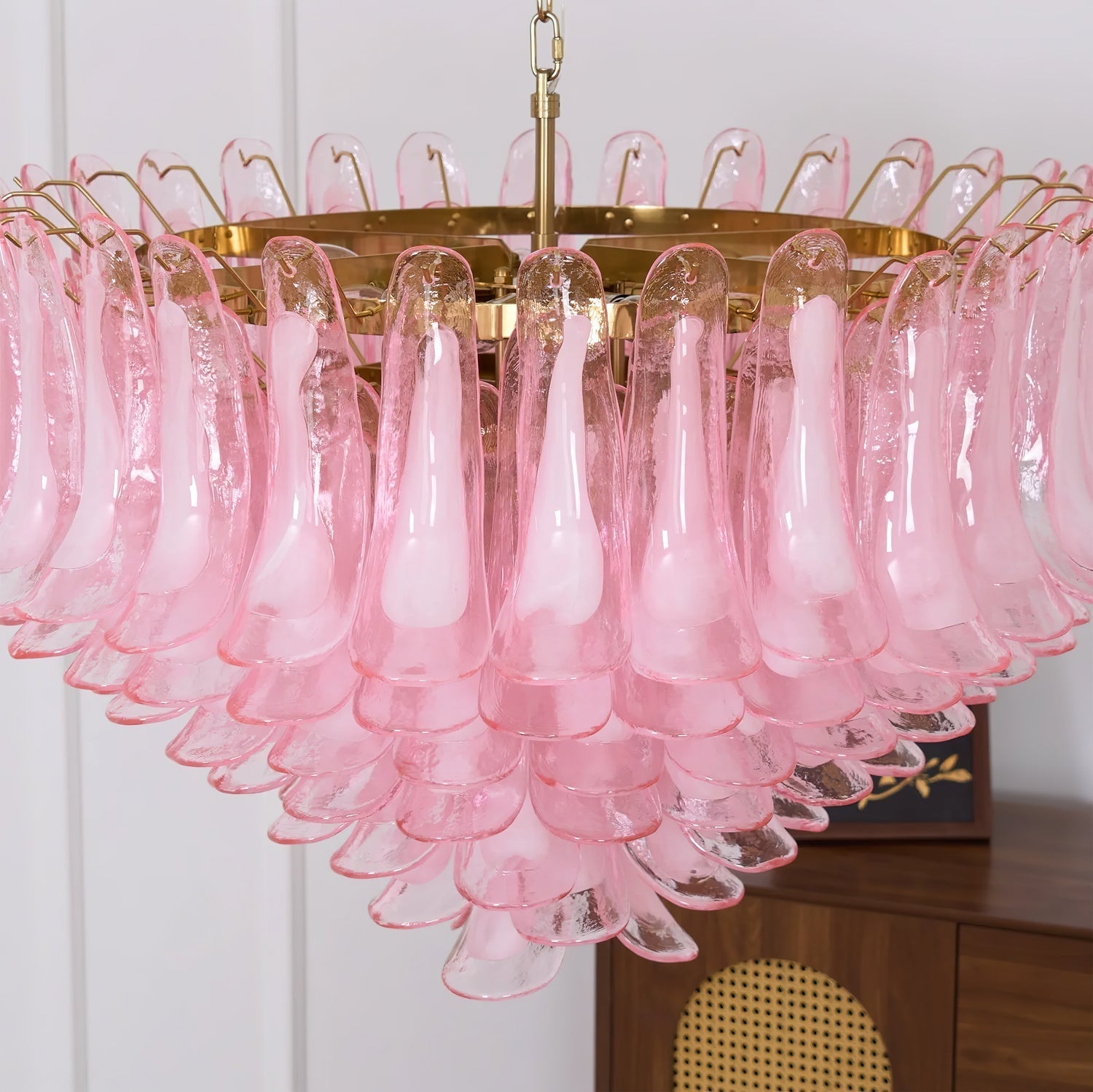 Gold & Pink Barcelona Murano Chandelier with 16 E14 Bulbs-Blushlighting-Blushlighting