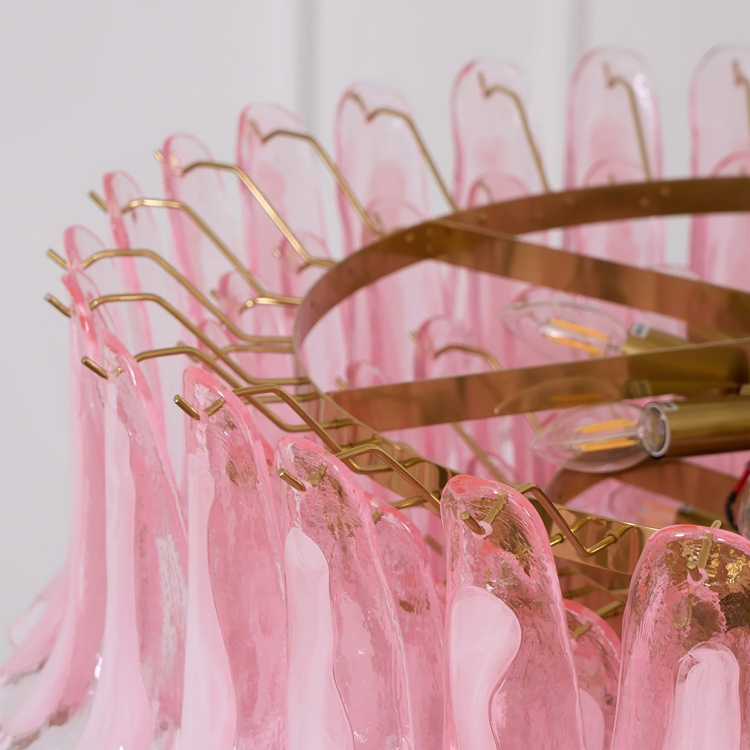 Gold & Pink Barcelona Murano Chandelier with 16 E14 Bulbs-Blushlighting-Blushlighting