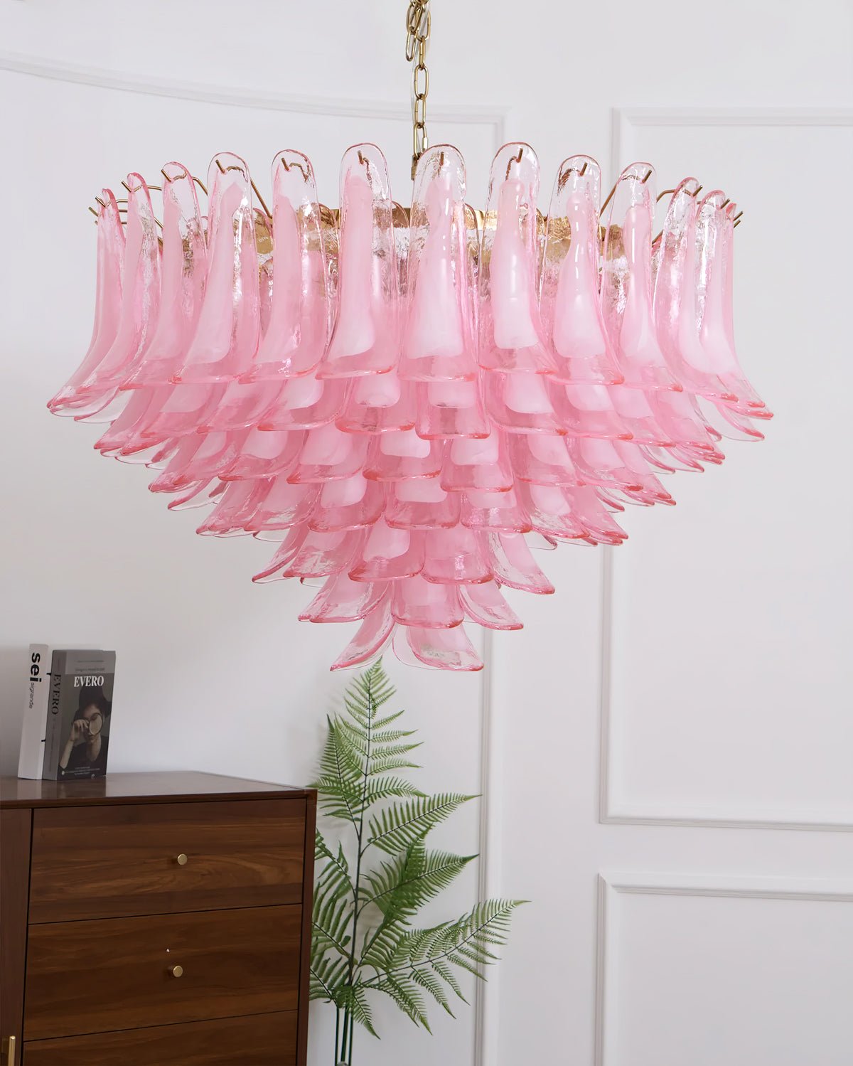 Gold & Pink Barcelona Murano Chandelier with 16 E14 Bulbs-Blushlighting-Blushlighting
