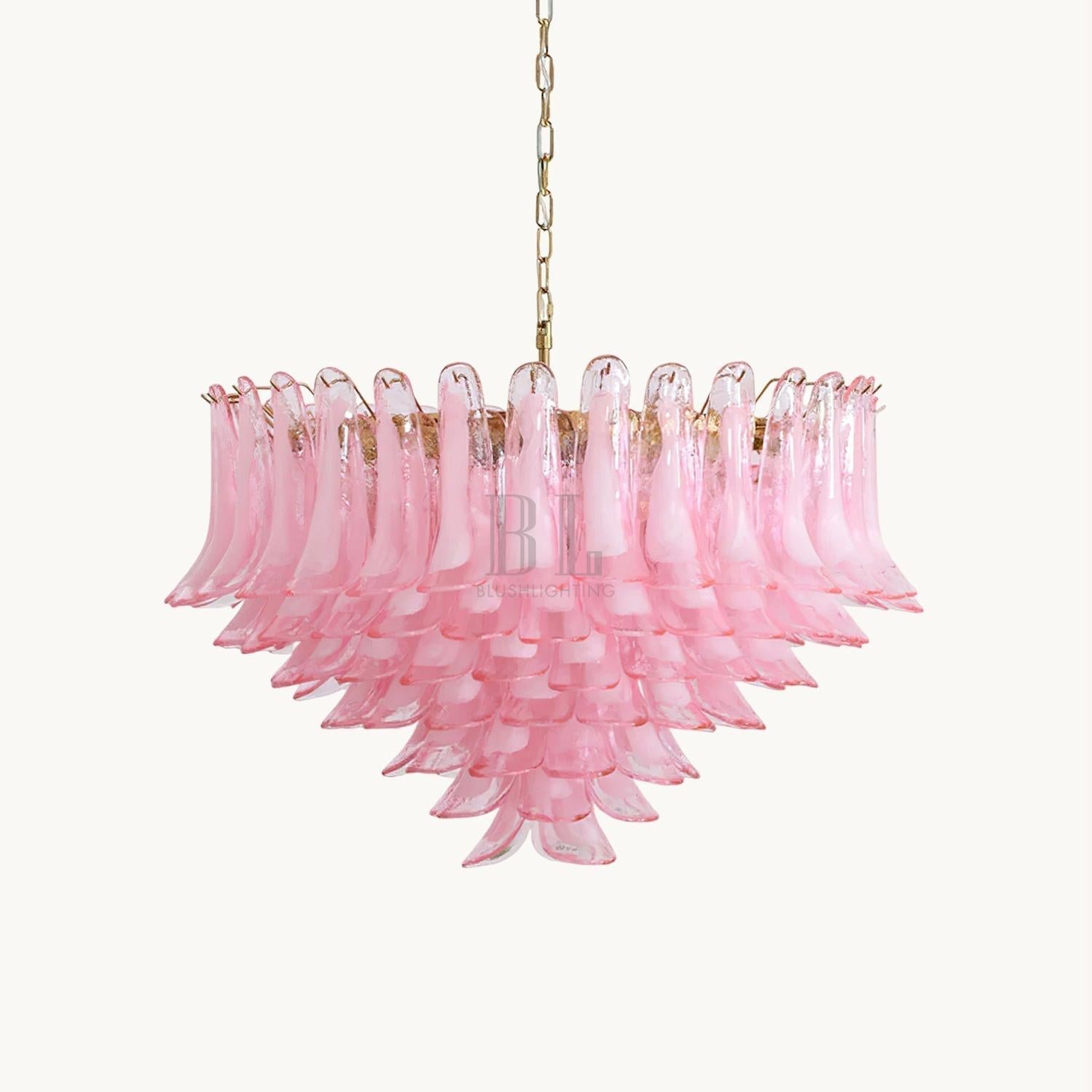 Gold & Pink Barcelona Murano Chandelier with 16 E14 Bulbs-Blushlighting-Blushlighting