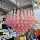 Gold & Pink Barcelona Murano Chandelier with 16 E14 Bulbs-Blushlighting-Blushlighting