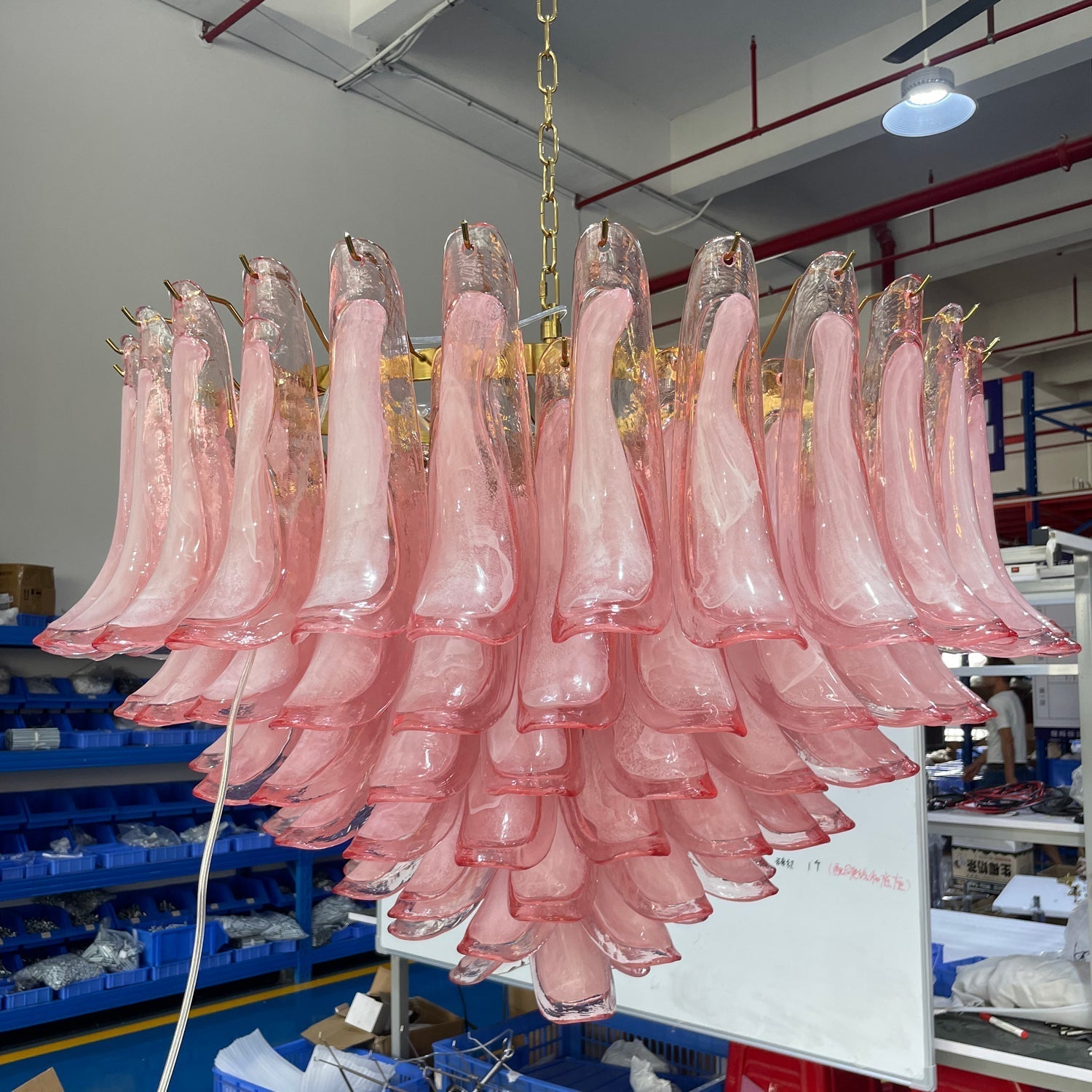 Gold & Pink Barcelona Murano Chandelier with 16 E14 Bulbs-Blushlighting-Blushlighting