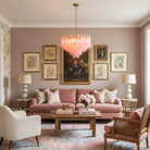 Gold & Pink Barcelona Murano Chandelier with 16 E14 Bulbs-Blushlighting-Blushlighting