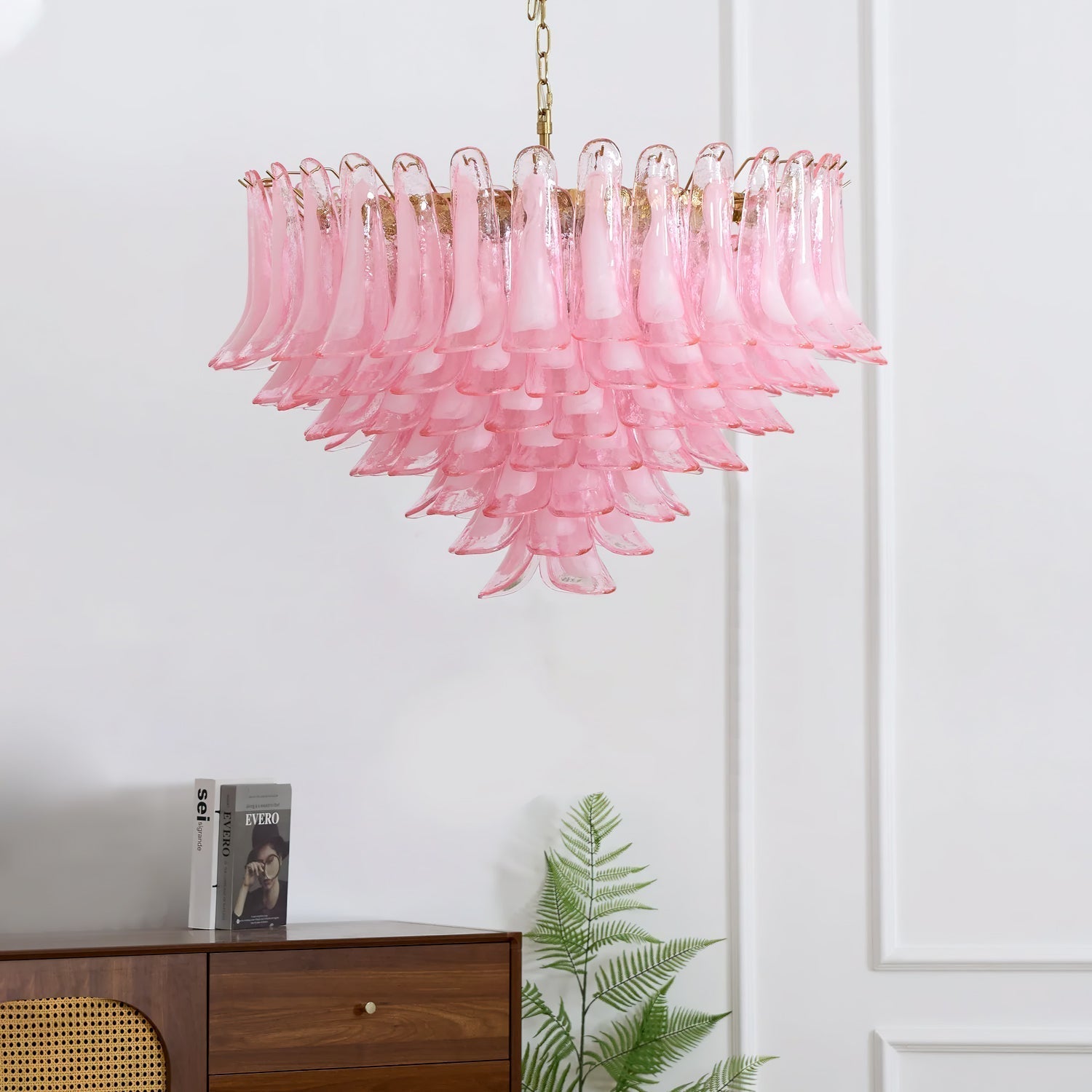 Gold & Pink Barcelona Murano Chandelier with 16 E14 Bulbs-Blushlighting-Blushlighting