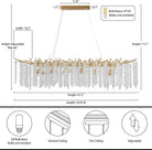 YUYI Gold Tree Branch Crystal Chandelier 47.2" Rectangular